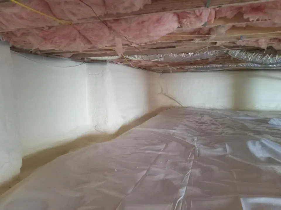 Crawl space encapsulation with closed-cell spray foam for Roof Waterproofing in Brighton